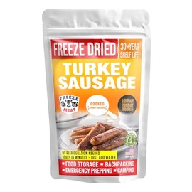 Freeze Dried Turkey Sausage, 30+ Year Shelf Life 10 Pieces | Family Pack | Equivalent to 2 lbs.