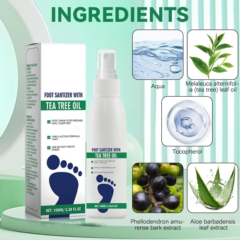 2pcs Foot Spray with Tea Tree Oil, Tea Tree Oil