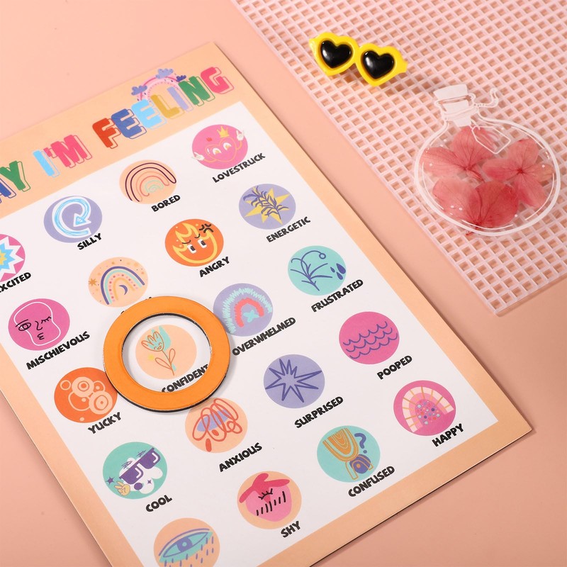 Magnetic Daily Mood Tracker, Bohemia Style Feeling Chart Poster with