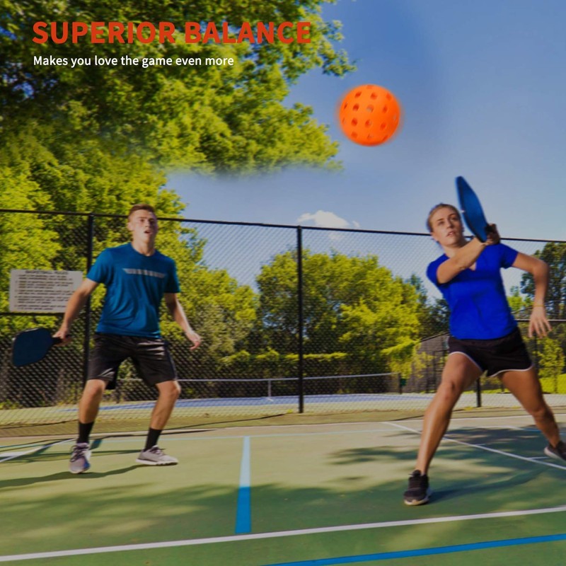 EasyTime アウトドアとインドアピックルボール、特別に最適化されたデザインのピックルボール、フライト軌道は安定し、高い弾力性。 オレンジ
