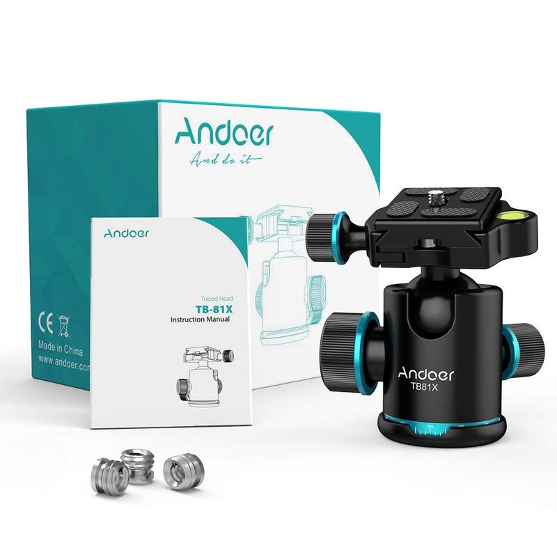 Andoer camera tripod, ball head with quick release plate 1/4