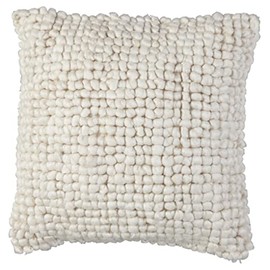 Signature Design by Ashley Aavie Farmhouse Square Wool Accent Pillow, 20 x 20 Inches, White