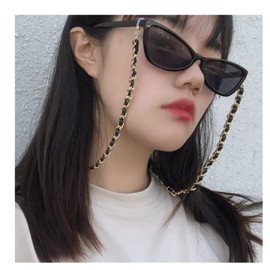 yaozeio Eyeglass Sunglass Strap Chain Lanyard for Glasses Mask Holders Around Neck Leather Metal Face Mask Chains for Women Gold Eyewear Chain Sunglass Lanyards for Women