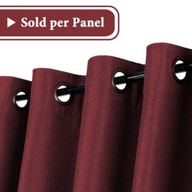 H.VERSAILTEX Linen Curtains Thermal Insulated Room Darkening Rich Textured Linen Bedroom Curtains for Living Room, Grommet Panel Kitchen Window Curtain, 52 by 63 - Inch - Burgundy (1 Panel)