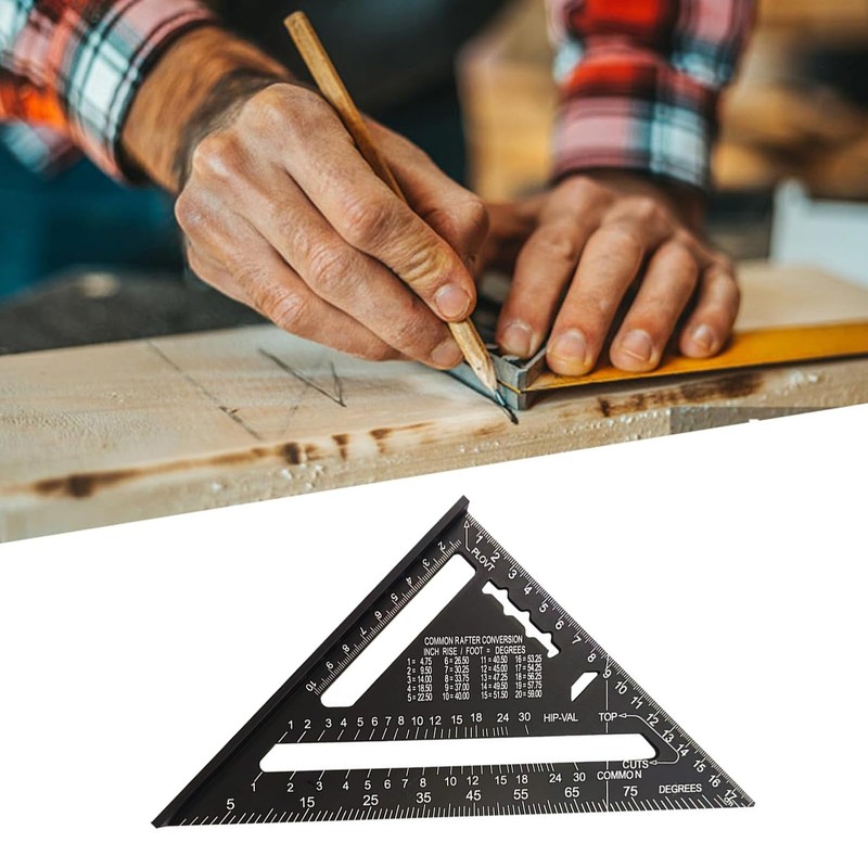 Refoiner Triangular Ruler for Woodworking, Circular Saw Ruler, 0-90 Degrees,