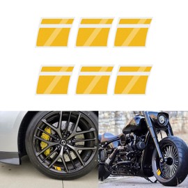 Xotic Tech 6Pcs Car Exterior Reflective Sporty Racing Style Tire Rim Stickers, Automotive Wheels Hub Hash Stripes Decals Safety Warning Decoration Accessories Set, for Size 18-21 Inch Wheels - Yellow