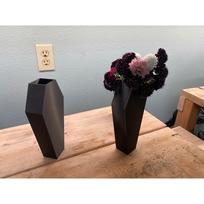 Decorative Black Coffin Shaped Flower Vase, 9 x 4 inches
