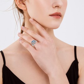 CUPENDA Thor Hammer Ring/Lotus Ring/Pentagram Ring Sterling Silver Viking Jewellery Gifts for Women Girls, Sterling Silver, No Gemstone