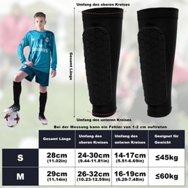SummitEdge Children's Shin Pads Football and Football Socks Set 6-12 Years, Boys Grip Socks Football, Shockproof, Breathable, Non-Slip Shin Pads Football for Calf Protection
