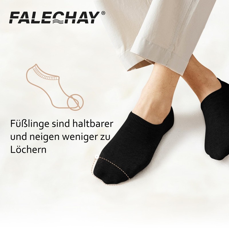 Falechay Unisex Trainer Socks, Invisible, 10 Pairs - 47-50