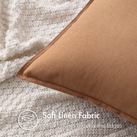 MIULEE Pack of 2 Brown Linen Pillow Covers 24x24 Inch Decorative Couch Throw Pillow Covers Spring Cushion Covers Modern Farmhouse Home Decor for Sofa Living Room Bed