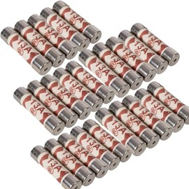 Generic 25 Pcs13 Amp Electrical Mains Ceramic Household Fuses -13Amp UK Plug Top Fuses for Domestic Plugs, Extension Leads & Outlets (25)