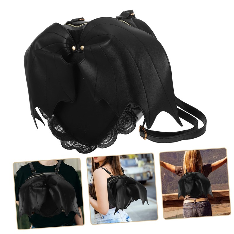 Sosoport Bat Swing Backpack Leather Satchel Fashionable Bat Design Comfortable