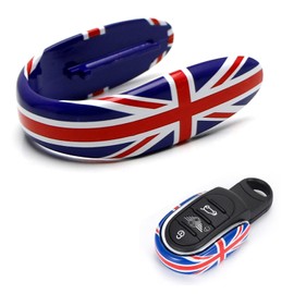 iJDMTOY Slim Size Red/Blue Union Jack UK Flag Style Key Fob Cover Compatible with Mini Cooper 3rd Gen F55 F56 F57 F54 F60 Smart Key Fob
