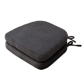 HIGOGOGO D-Shaped Chair Pads Cushions for Dinner Chairs, 17 x 16 Inch Supportive Cushion with Ties, Removable Overstuffed Chair Cushion, Set of 2, Dark Grey