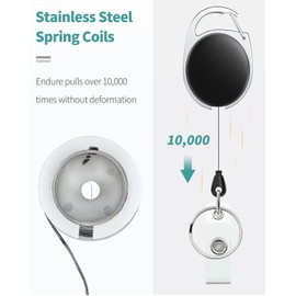 Uniclife 2 Pack Retractable Badge Reel for Badge Holder Heavy Duty Retractable Keychain Strong ABS Casing with Stainless Steel Spring Coil 24 Inch Nylon Rope Carabiner Clip and Key Ring