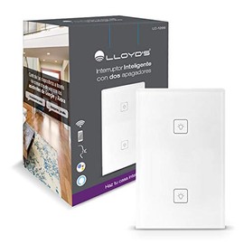 Lloyd's Interruptor Inteligente de 2 Apagadores, Lloyd´s, Modelo: LC-1266, Interruptor Wifi, Compatible con Alexa y Otros Asistentes Virtuales, 100-240 V~ 50/60 Hz, 15 A, Color: Blanco