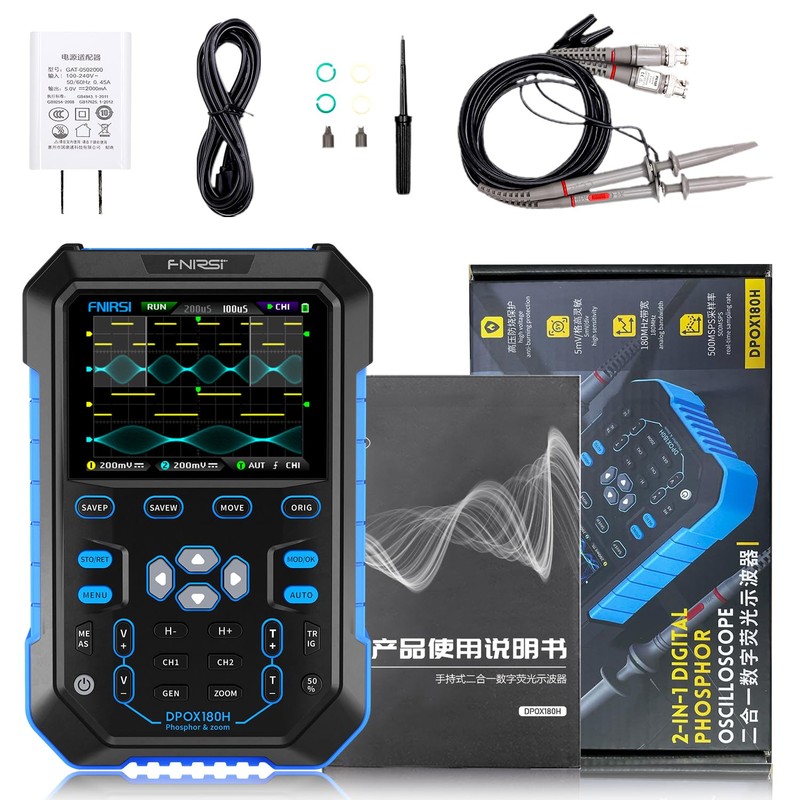 FNIRSI DPOX180H 2 Channels Digital Phosphor Oscilloscope, 2 in 1