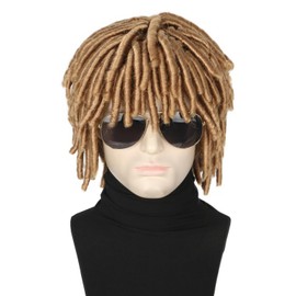 Topcosplay Short Dreadlock Wig for Men or Women Braided Wigs Toupee Hair for Men Faux Locs Wig (Brown)