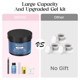 MIZHSE Nail Builder Gel Kit 3.53OZ, Larger Capacity Milky White Builder Gel for Nails, UV/LED Clear Hard Gel Builder Base Nail Strengthener Extension Gel with Nail Brush Clean Gel for Home Salon