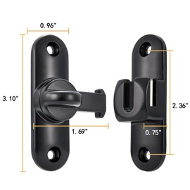 INIRET 3 Packs Black Barn Door Latches,90/180 Degree Gate Lock,Flip Gate Latches Hardware,Zinc Alloy Right Angle Door Lock Latch,Door Security Sliding Door Latch Lock for Cabinets,Bathroom.