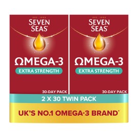 Seven Seas Omega-3 Fish Oil, Extra Strength with VIT D, 60 Capsules, 2 Months Supply (2 x 30 Days Twin Pack), with Educational Leaflet
