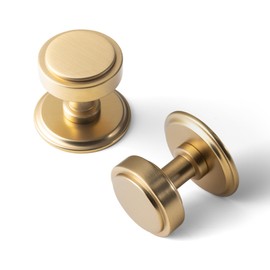 Goo-Ki 6 Pack Champagne Bronze Drawer Knobs with Spacer Zinc Alloy Kitchen Cabinet Hardware - Single Hole/Screw Bar Cabinet Pulls Dresser Handles with Backplate