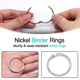 Luomorgo 50 Pcs 1.5 Inch Binder Rings, Nickel Plated Metal Book Rings Silver Paper Rings, Heavy Duty Loose Leaf Binder Rings, Index Cards Rings, Key Rings for Office, Home, School