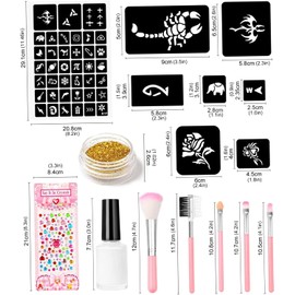 Juego de tatuajes con purpurina para niños, juego de tatuajes con purpurina 36 colores para niños 30 pegatinas luminosas dibujos animados, kit arte corporal para fiestas fáciles.