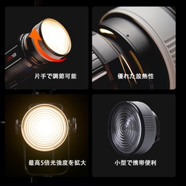 Airika Fresnel Lens Adjustable Range 15° to 55° Bowens Mount Aluminum Alloy for LED Steady Light Focusing