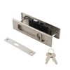 Sliding Pocket Door Lock，Brushed Silver Mortise Lock,Rectangular Recessed Handle Wooden