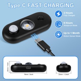 LEDLampsWorld LED Motion Sensor Light Indoor, Magnetic Under Cabinet Lighting Warm White, Black Dimmable Rechargeable Puck Lights for Closet, Kitchen, Stairs(6 Pack)