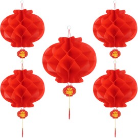 Bememo 20 Pieces Chinese New Year Red Paper Lanterns Thickened Encryption Chinese Hang Lantern Decorations (12 Inch)