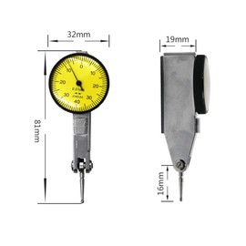 0-0.8mm Lever Dial Indicator, Dial Test Indicator, Industrial Precision Dial Gauge Measurement Tool for Plane Correction Workpiece Measurement