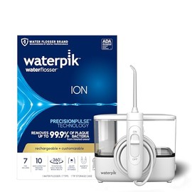 Waterpik ION - Limpiador de dientes de agua inalámbrico profesional recargable y portátil, color blanco, 1 unidad