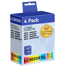 XXL LC3033 3PKS + LC3033BK Ink Cartridge Page Up to 3000 Pages/Cartridge，Compatible for Brother LC3033 LC3035 MFC-J995DW MFC-J805DW MFC-J815DW MFC-J995DW XL MFC-J805DW XL MFC-J815DW XL Printer