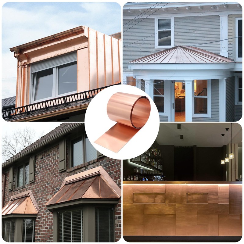 ELECTRAPICK Copper Flashing,28 Gauge(0.3mm) Thickness, 6in x 10ft, 99.95% Pure