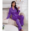 Maxbee Women's Satin Silk Pajamas Set, 2 Piece Notch Collar