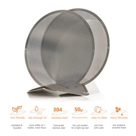 ameuus Stainless Steel Metal Reusable Filters - made for the AeroPress - o2 Micro Filter- Bonus Filter Drying Stand & Carrying Case