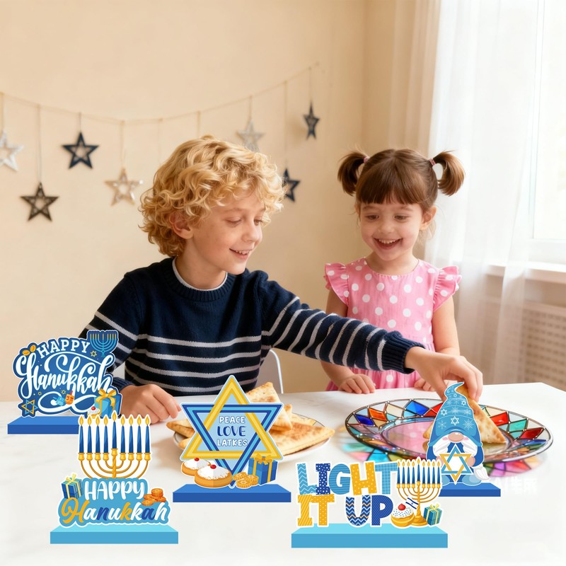 Hanukkah Decoration Wood Table Centerpiece for Home Happy Hanukkah Signs