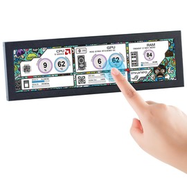 Hosyond 8.8 Inch Touchscreen Computer Secondary Screen 1920x480 FHD IPS LCD Display for PC Case AIDA64 CPU GPU Temperature Monitor