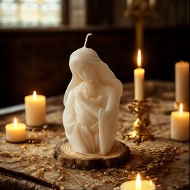 Virgin Mary Holding Baby Shaped Scented Candle,Enchanting Hand-Poured Aesthetic Soy Wax Aroma Decorative Candle for Table Photo Prop,Religious Celebrations,Baptism Essential,Baby Showers & Cozy Spaces