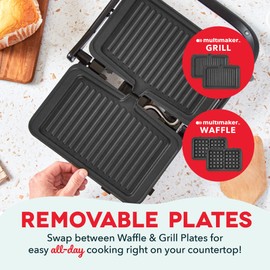 MultiMaker Flex Press Grill System, Grill + Waffle, Removable Plates - Graphite