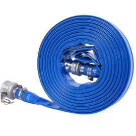 SVRCK Durable Heavy Duty Pool Backwash Hose for Effortless Water Discharge, 1.5 in ID × 100 ft Long, Blue PVC with Secure Camlock Fittings