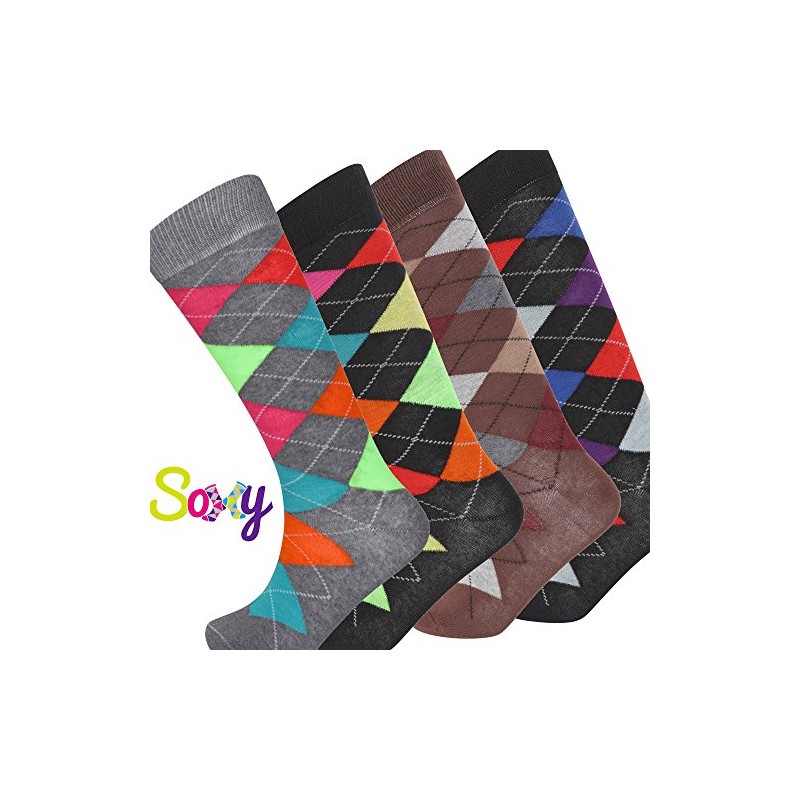 Soxy® Mens Pack of 4 Cotton Rich Knee High Long