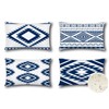 Artscope Waterproof Bohemian Cushion Covers, Pack of 4 Geometric Blue