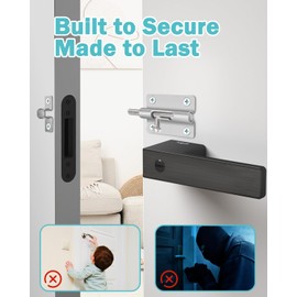 Door Security Slide Latch Lock, Keyless Entry Door Lock, Thickened Heavy Duty Steel Sliding Door Lock, Easy to Install Gate, Latch Lock with 12 Screws