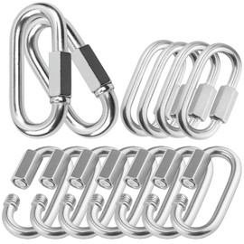 15Pcs Quick Links, 3/8” Chain Links Connector, 2000lbs Capacity Heavy Duty Carabiner Clips, Galvanized Thread Quick Link Hardware for Safety Chain Swing Gym Hammock, Screw Lock Oval Locking Carabiner