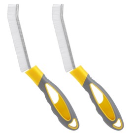 Kiemeu 2 Pack Crevice Cleaning Brush Groove Cleaning Tool Window Gap Cleaning Brush Grout Brush For Tiles, Hard Bristle Brush For Bathroom And Kitchen, Large Handle