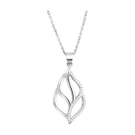Sofia Milani - Women's Necklace 925 Silver with Zirconia Stones - Leaf Pendant, Sterling Silver, Cubic Zirconia